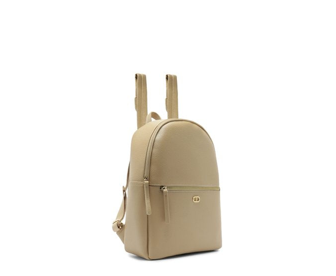 Mochila Média Zíper Frontal Bege