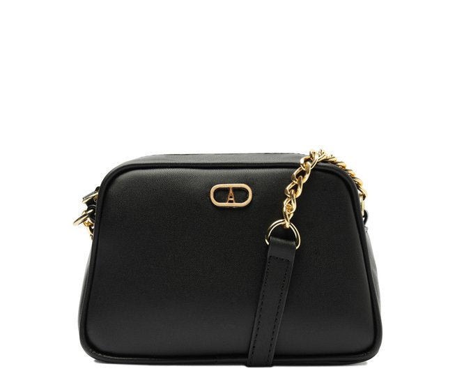 Bolsa Tiracolo Pequena Arredondada Glam Preta