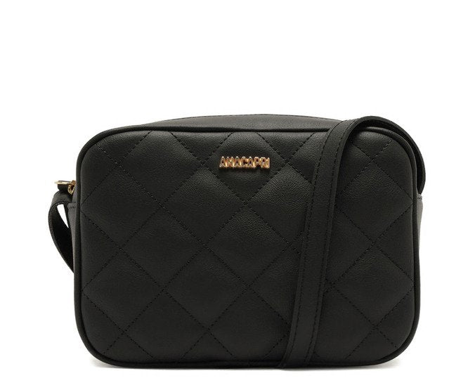 Bolsa Tiracolo Média Metalassê Triangular Preta