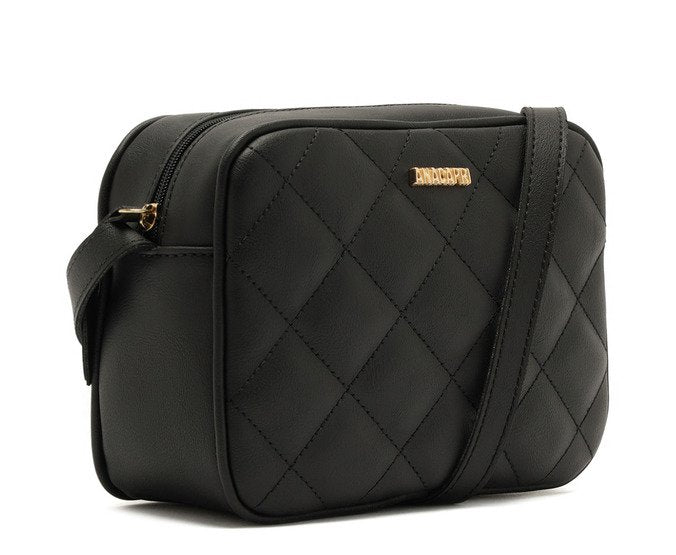 Bolsa Tiracolo Média Metalassê Triangular Preta