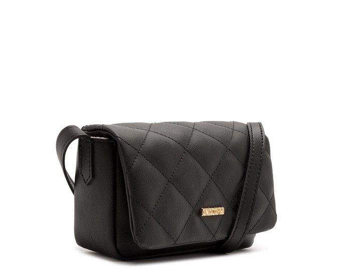Bolsa Tiracolo Pequena Matelassê Triangular Envelope Preta