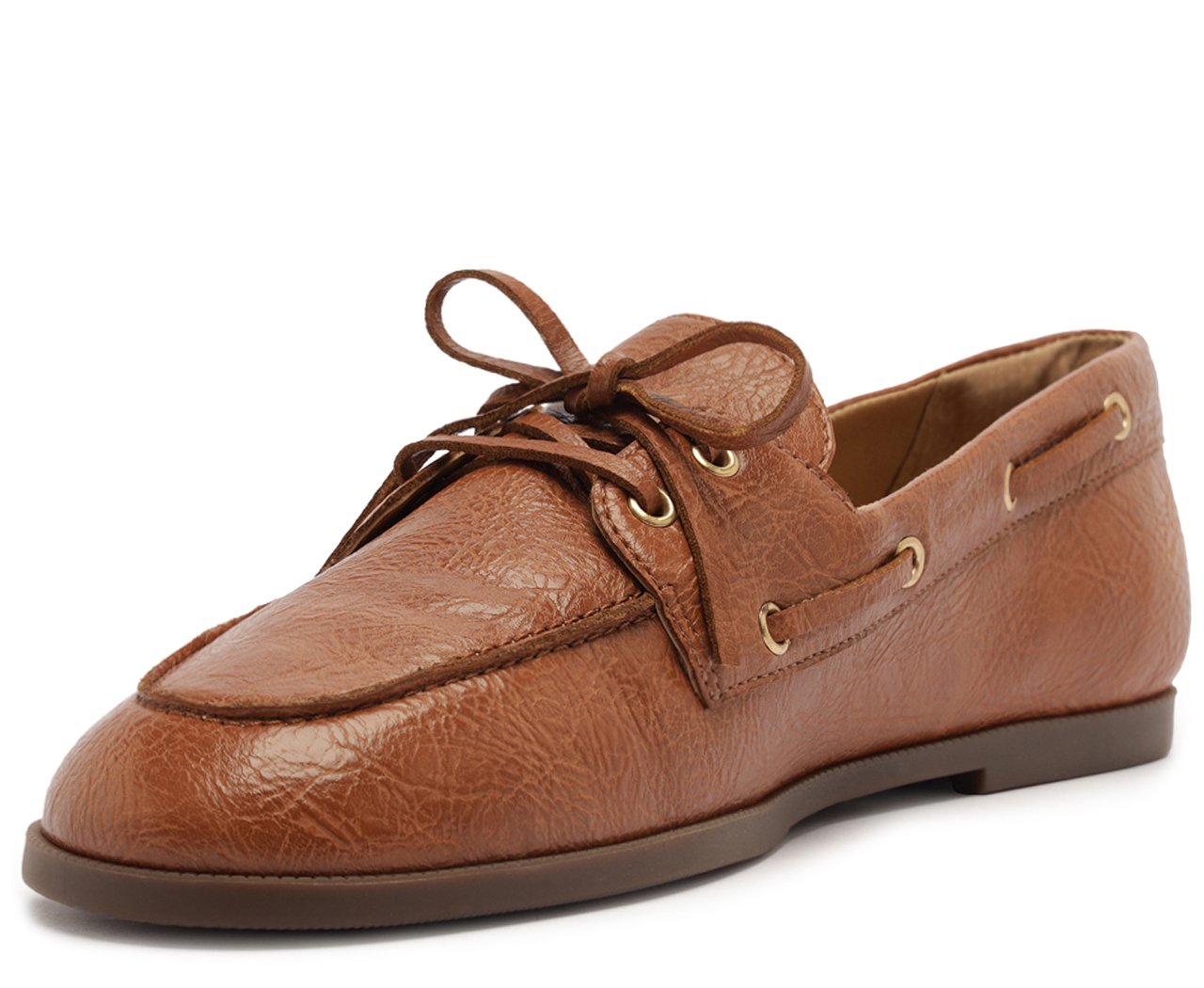 Mocassim Feminino Laço Boho Marrom Couro Sintético Confortável