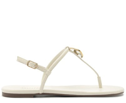 Sandália Rasteira Slim Feminina com Maxi Adorno Metalizado Branco