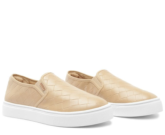 Tênis Slip On Sola Alta Liso Bege