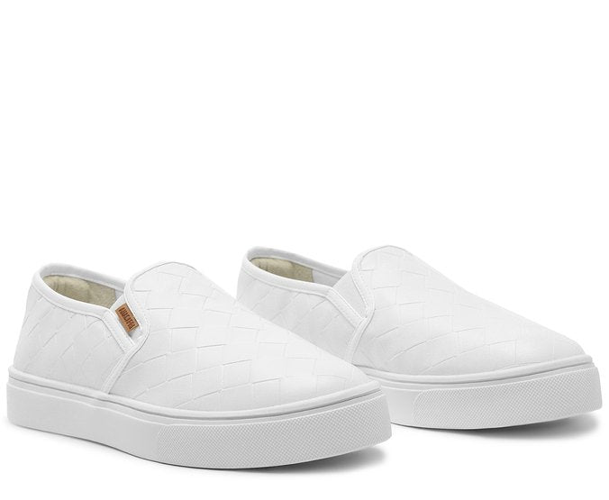 Tênis Slip On Sola Alta Liso Branco