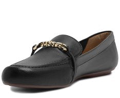 Mocassim Loafer Bridão Preto com Metal Torcido e Solado Emborrachado