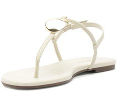 Sandália Rasteira Slim Feminina com Maxi Adorno Metalizado Branco