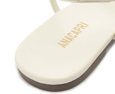 Sandália Rasteira Slim Feminina com Maxi Adorno Metalizado Branco