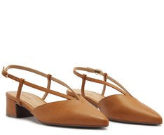 Sapatilha Slingback Salto Bloco Lisa Marrom Conforto Estilo Urbano Boho