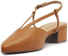 Sapatilha Slingback Salto Bloco Lisa Marrom Conforto Estilo Urbano Boho