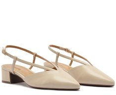 Sapatilha Slingback Salto Bloco Lisa Branca Conforto Elegante Feminina